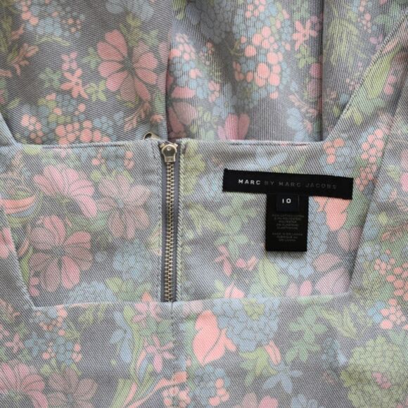 MARC BY MARC JACOBS Peplum Pastel Blossom Floral Mini Fit & Flare Dress Size 10 - Picture 5 of 9